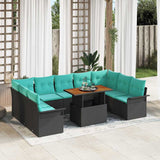 vidaXL Garden Sofa Set with cushions 10 pcs grey and navy blue