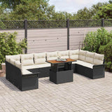 vidaXL Tuinbank Set met kussen 11 pcs Zwart en Crème poly rattan