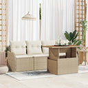 vidaXL Tuinbank Set met kussen 5 pcs Zwart en Crème poly rattan