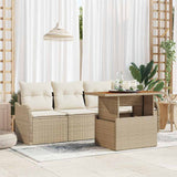 vidaXL Tuinbank Set met kussen 5 pcs Zwart en Crème poly rattan