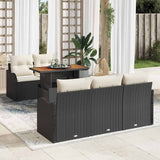 vidaXL Tuinbank Set met kussen 6 pcs Zwart en Crème poly rattan