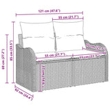 vidaXL Tuinbank Set met kussen 6 pcs Zwart en Crème poly rattan
