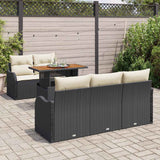 vidaXL Tuinbank Set met kussen 6 pcs Zwart en Crème poly rattan