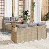 vidaXL Tuinbank Set met kussen 6 pcs Zwart en Crème poly rattan