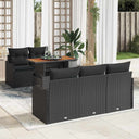 vidaXL Tuinbank Set met kussen 6 pcs Zwart en Crème poly rattan