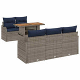 vidaXL Tuinbank Set 6 st grijs en marineblauw