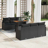 vidaXL Tuinbank Set met kussen 7 pcs Zwart en Crème poly rattan