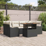 vidaXL Garden Sofa Set with Cushions 7 pcs Black and Cream