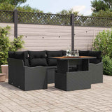 vidaXL Garden Sofa Set with Cushions 7 pcs Black and Cream