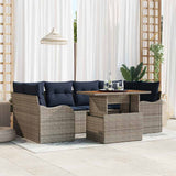 vidaXL Garden Sofa Set 7 pcs Grey and Navy Blue