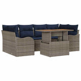 vidaXL Garden Sofa Set 7 pcs Grey and Navy Blue