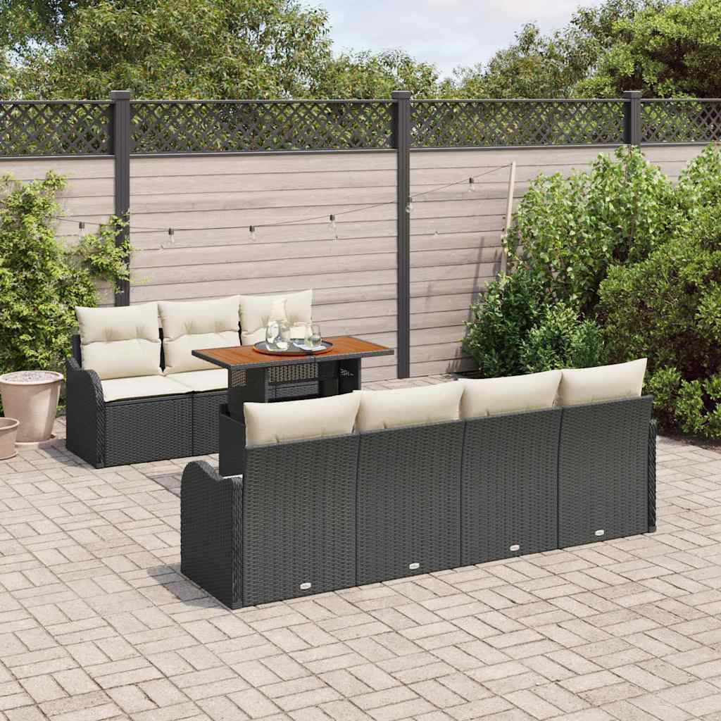 vidaXL Garden Sofa Set with cushions 8 pcs Black and cream