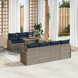 vidaXL Tuinbank Set 8 st grijs en marineblauw