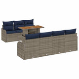 vidaXL Tuinbank Set 8 st grijs en marineblauw