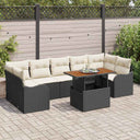 vidaXL Tuinbank Set met kussen 8 pcs Zwart en Crème poly rattan