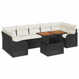 vidaXL Tuinbank Set met kussen 8 pcs Zwart en Crème poly rattan