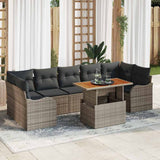 vidaXL Tuinbank Set met kussen 8 pcs Zwart en Crème poly rattan