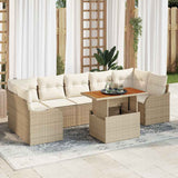 vidaXL Tuinbank Set met kussen 8 pcs Zwart en Crème poly rattan