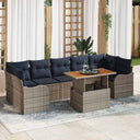 vidaXL Tuinbank Set 8 st Grijs en Marineblauw poly rattan