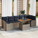 vidaXL Tuinbank Set 8 st Grijs en Marineblauw poly rattan