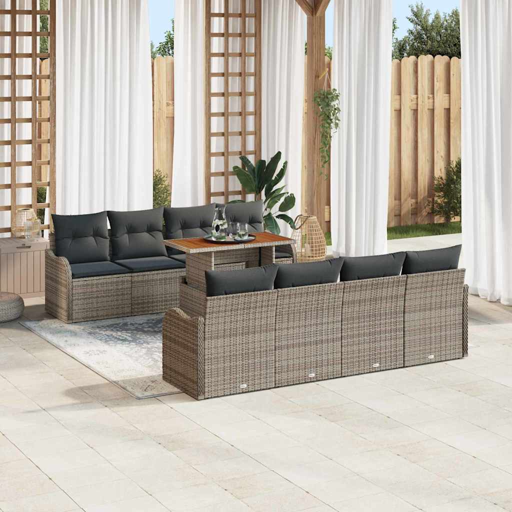vidaXL Tuinbank Set met kussen 7 pcs Zwart en crème