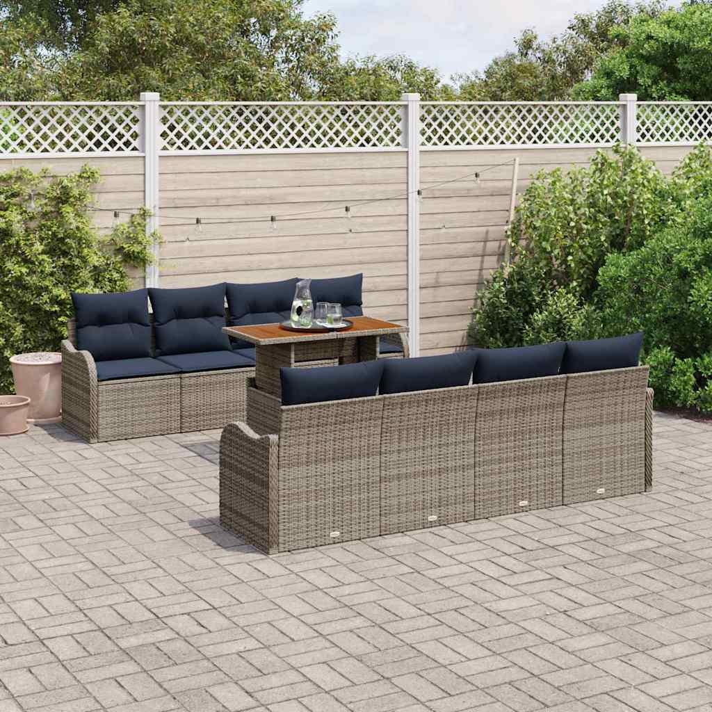 vidaXL Tuinbank Set 7 st grijs en marineblauw