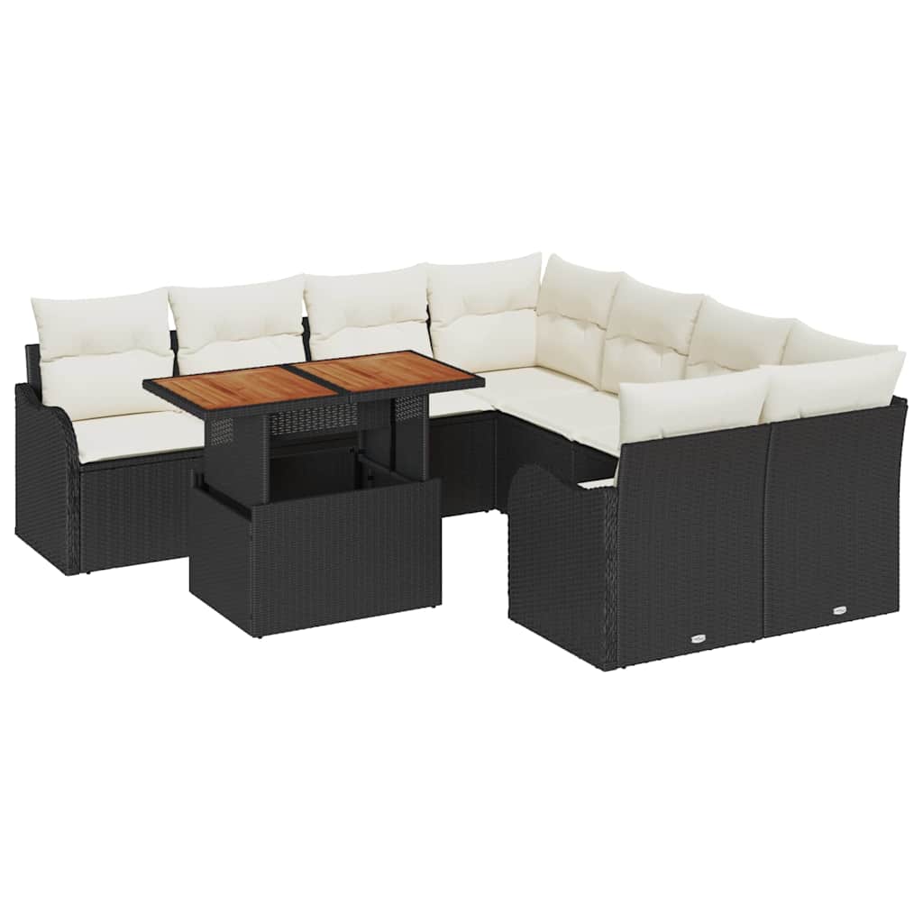 vidaXL Garden Sofa Set with cushions 7 pcs Black and cream