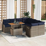 vidaXL Garden Bench Set 9 pcs 8-Seater Grey and Navy Blue