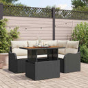 vidaXL Tuinbank Set met kussen 5 pcs Zwart en Crème poly rattan