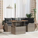 vidaXL Tuinbank Set met kussen 5 pcs Zwart en Crème poly rattan