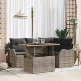 vidaXL Tuinbank Set met kussen 5 pcs Zwart en Crème poly rattan