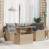 vidaXL Tuinbank Set met kussen 5 pcs Zwart en Crème poly rattan