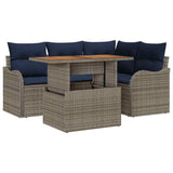 vidaXL Tuinbank Set 5 st 4-Aantal zitplaatsen Grijs en Marineblauw