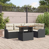 vidaXL Tuinbank Set met kussen 6 pcs Zwart en Crème poly rattan