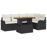 vidaXL Tuinbank Set met kussen 6 pcs Zwart en Crème poly rattan