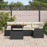 vidaXL Tuinbank Set met kussen 6 pcs Zwart en Crème poly rattan
