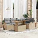 vidaXL Tuinbank Set met kussen 6 pcs Zwart en Crème poly rattan