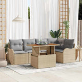 vidaXL Tuinbank Set met kussen 6 pcs Zwart en Crème poly rattan