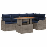 vidaXL Tuinbank Set 6 st 5-Aantal zitplaatsen Grijs en Marineblauw