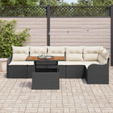vidaXL Tuinbank Set met kussen 7 pcs Zwart en crème