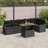 vidaXL Tuinbank Set met kussen 7 pcs Zwart en crème