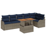 vidaXL Tuinbank Set 7 st 6-Aantal zitplaatsen Grijs en Marineblauw