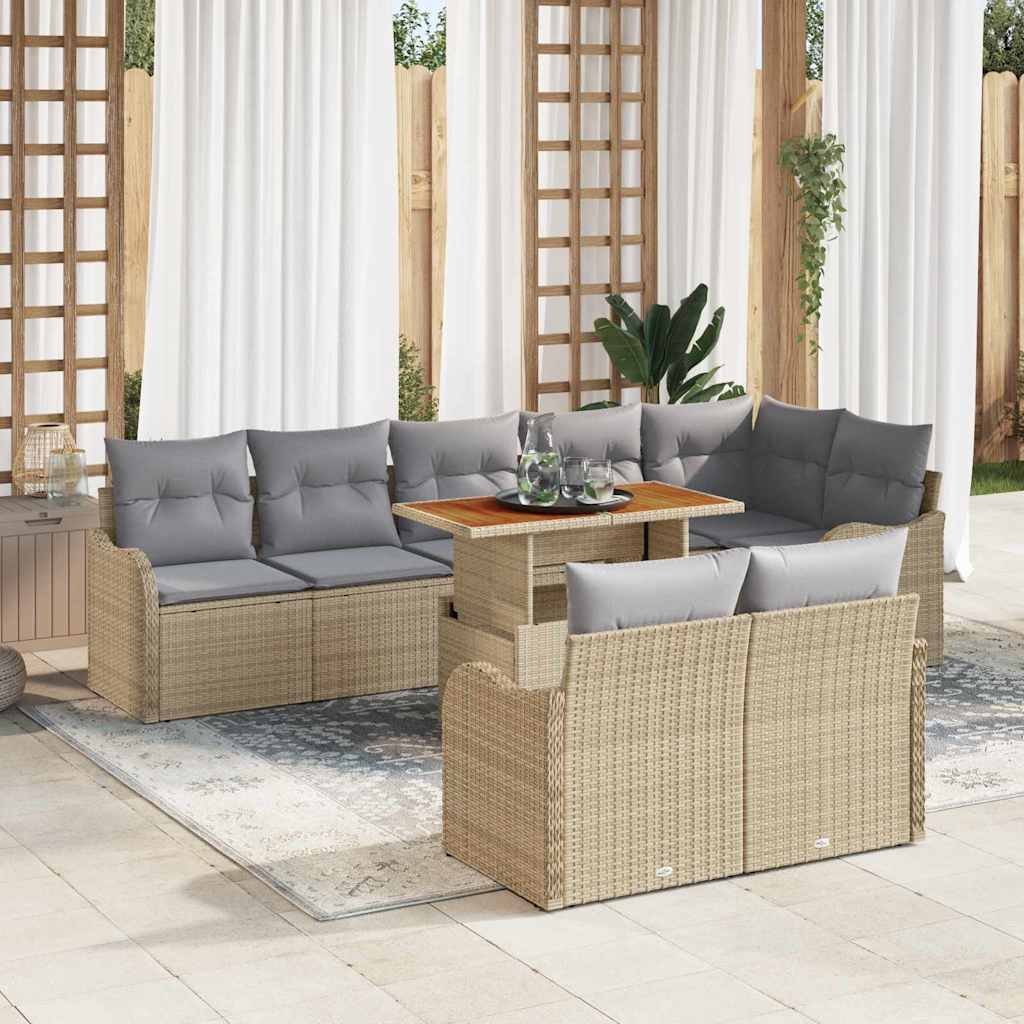 vidaXL Tuinbank Set met kussen 9 pcs Zwart en crème