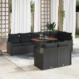 vidaXL Tuinbank Set met kussen 9 pcs Zwart en crème