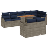 vidaXL Tuinbank Set 9 st 8-Aantal zitplaatsen Grijs en Marineblauw