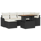 vidaXL Garden Sofa Set with cushions 7 pcs Black and cream