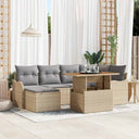vidaXL Garden Sofa Set with cushions 7 pcs Black and cream