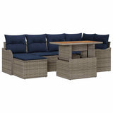 vidaXL Tuinbank Set 7 st grijs en marineblauw