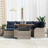 vidaXL Tuinbank Set 7 st grijs en marineblauw