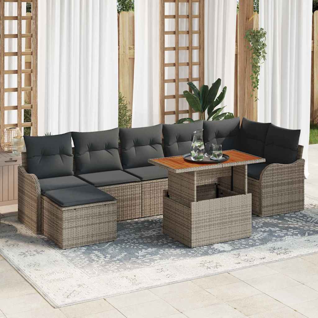 vidaXL Tuinbank Set met kussen met opslag 8 pcs Zwart en crème